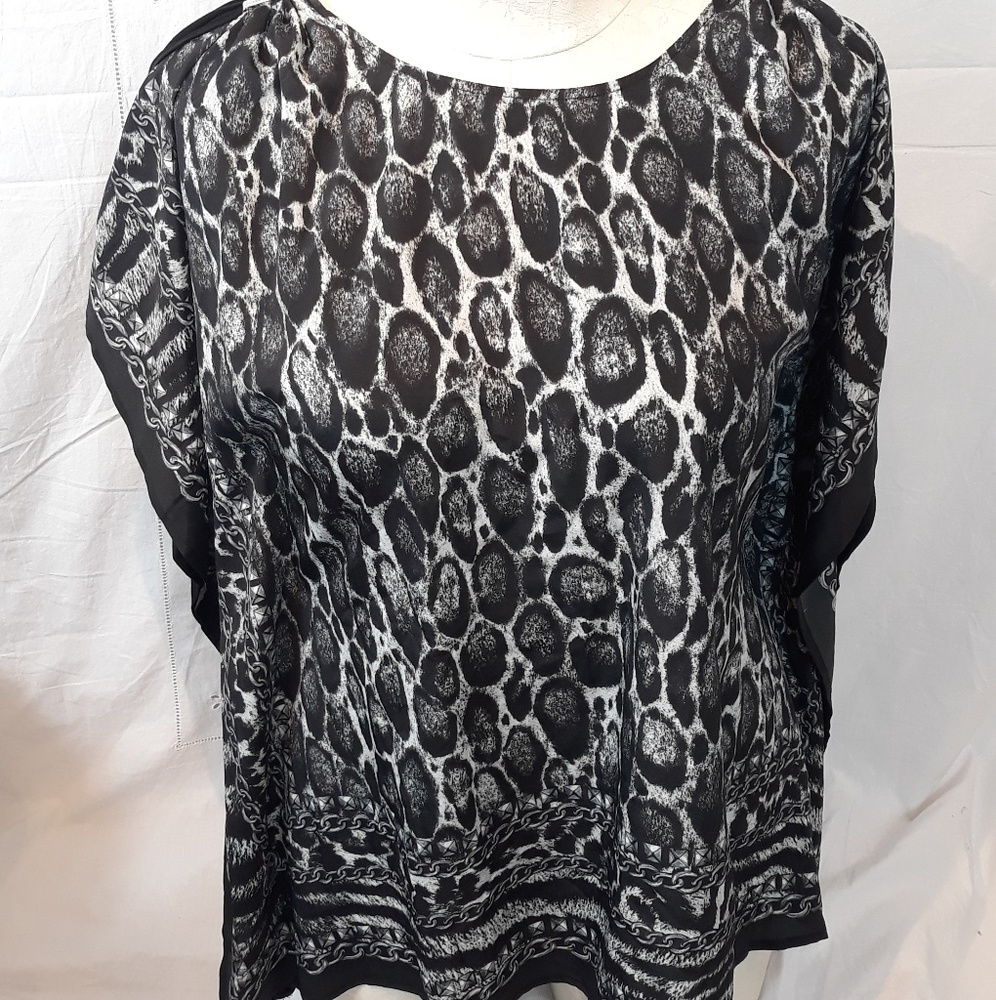 Michael Kors Black and Gray Animal Print Blouse